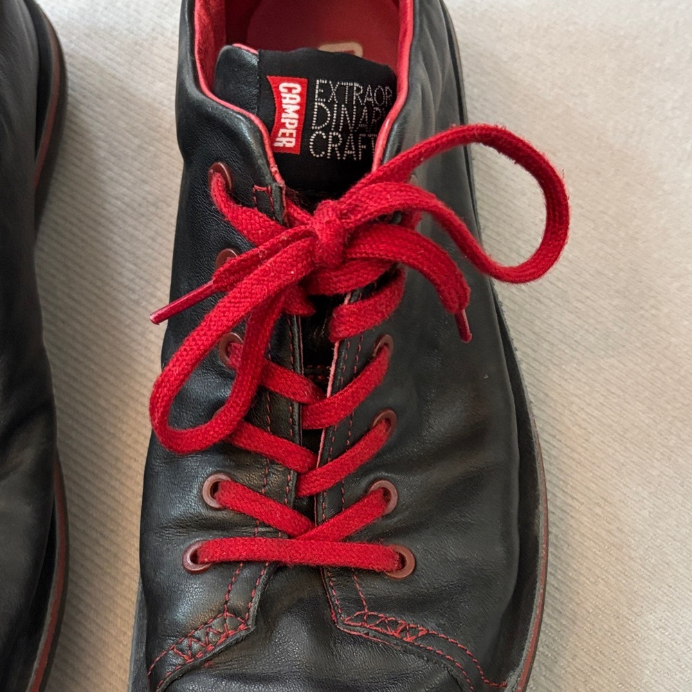 Camper Black and Red Men's Leather Sneakers size 44 US 11 - Picture 2 of 9